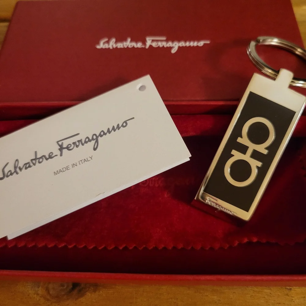Salvatore Ferragamo Black and Silver Key Holder